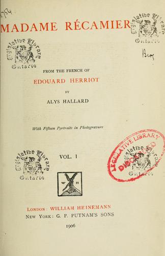 Cover for Madame Recamier
