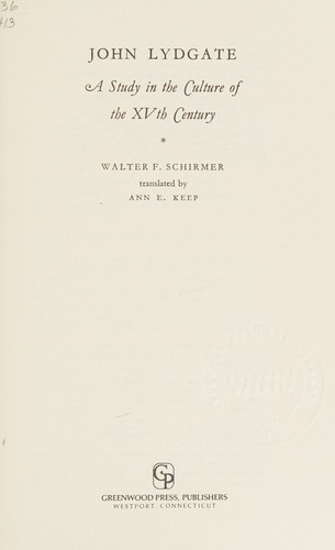 Cover for John Lydgate