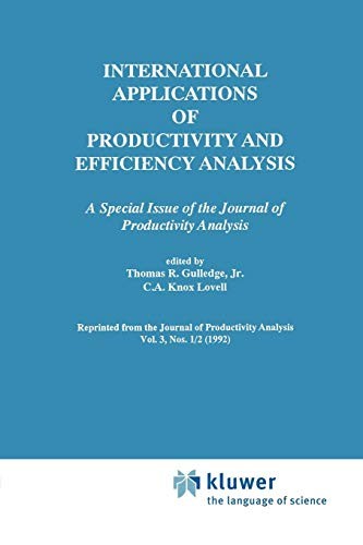Cover for International Applications of Productivity and Efficiency Analysis