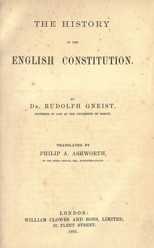 Cover for The history of the English constitution.