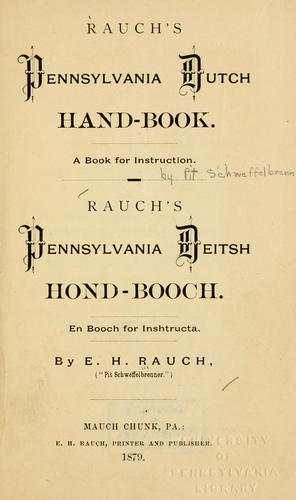 Cover for Rauch's Pennsylvania Dutch hand-book