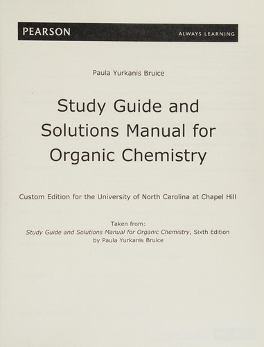 Cover for Study Guide and Solutions Manual for Organic Chemistry (Custom Edition for the University of North Carolina at Chapel Hill)