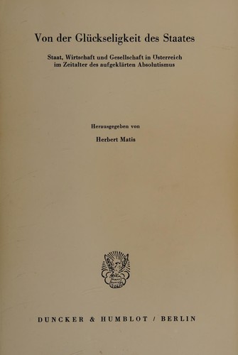 Cover for Von der Glückseligkeit des Staates