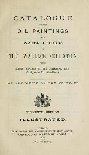 Cover for Catalogue of the oil paintings and water colours in the Wallace collection with short notices of the painters.