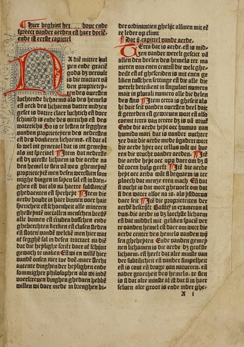 Cover for Hier beghinnen de titelen d[at] sijn de namen der boeken daer men af spreke[n] sal en[de] oec die capittelen der eerwaerdighen mans Bartolome[us] Engelsman en[de] een gheoerdent broeder van sinte Franciscus oerde Ende hee[f]t xix. boeke[n] die sprekende sijn vande eygenscappen der dingen ...
