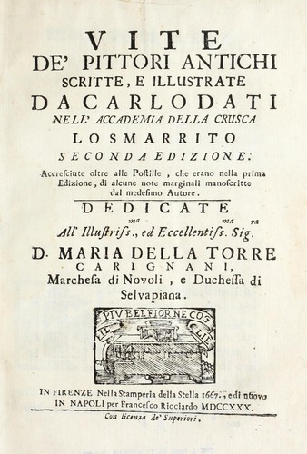 Cover for Vite de' pittori antichi