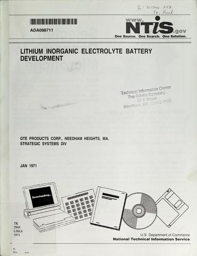 Cover for Lithium Inorganic Electrolyte Battery Development