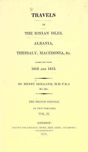 Cover for Travels in the Ionian Isles, Albania, Thessaly, Macedonia, &c. during the years 1812 and 1813.