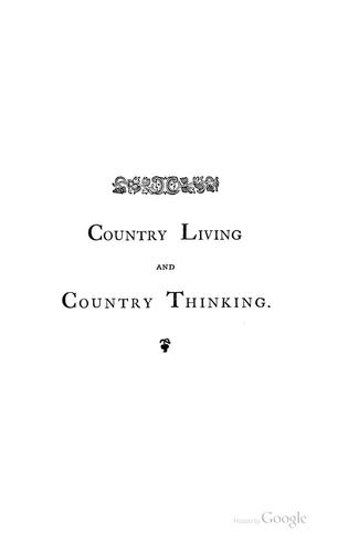 Cover for Country living and country thinking