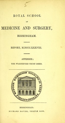 Cover for Royal School of Medicine and Surgery, Birmingham