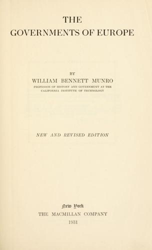 Cover for The governments of Europe.
