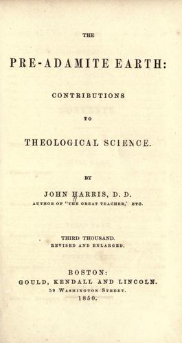 Cover for The pre-Adamite earth