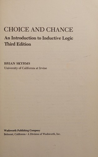 Cover for Choice and chance