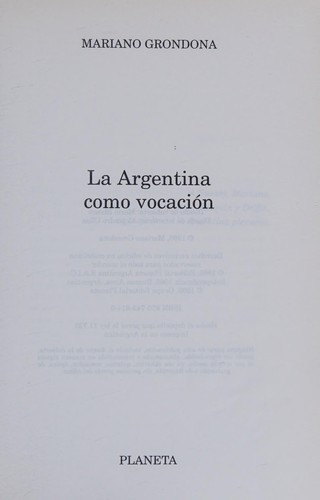 Cover for La Argentina como vocación