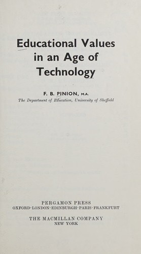 Cover for Educational values in an age of technology.