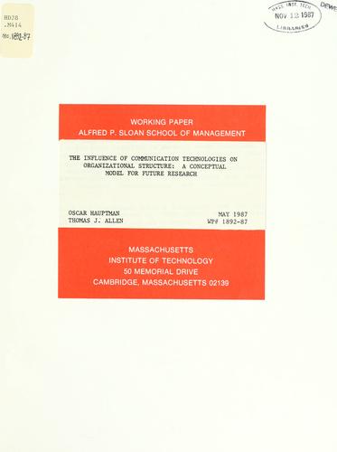 Cover for The influence of communication technologies on organizational structure