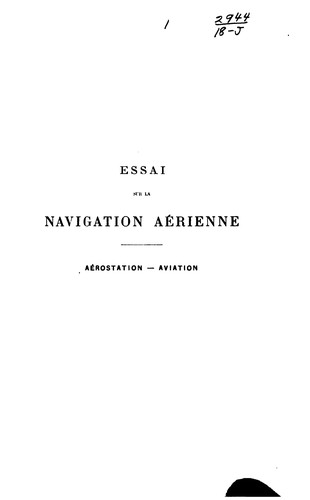 Cover for Essai sur la Navigation Aerienne