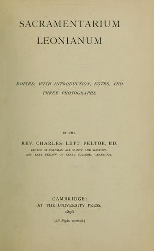 Cover for Sacramentarium Leonianum