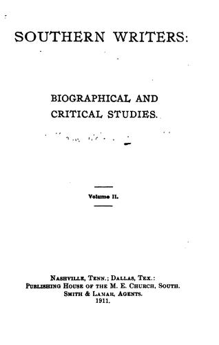 Cover for Southern Writers: Biographical and Critical Studies ...