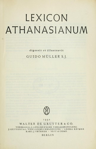 Cover for Lexicon Athanasianum