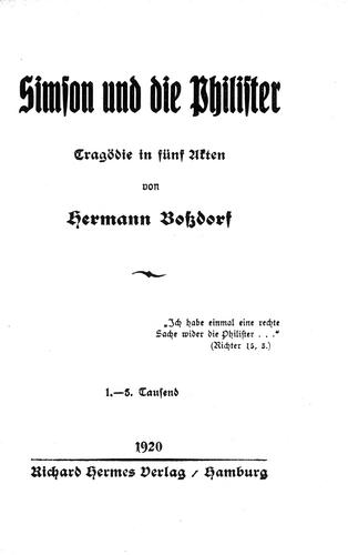 Cover for Simson und die Philister