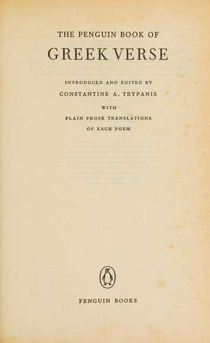 Cover for The Penguin book of Greek verse