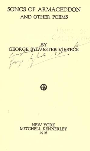 Cover for Songs of Armageddon, and other poems
