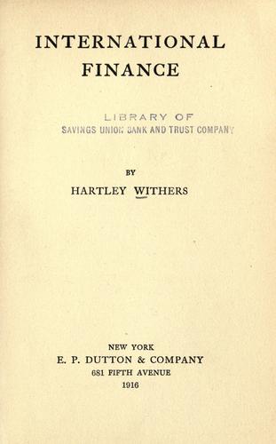 Cover for International finance