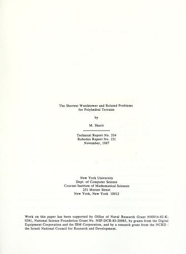 Cover for The shortest watchtower and related problems for polyhedral terrains.