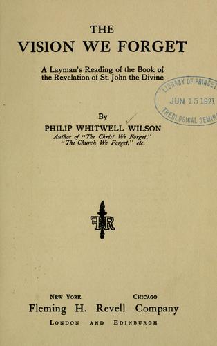Cover for The vision we forget