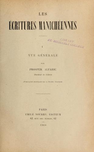 Cover for Les écritures manichéennes ...