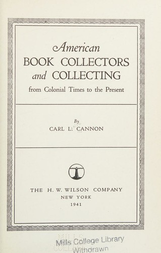 Cover for American Book Collectors and Collecting