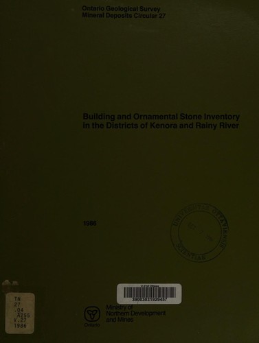 Cover for Building and ornamental stone inventory in the District of Kenora and Rainy River