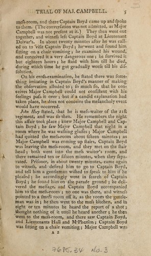 Cover for Particulars respecting the trial, condemnation and execution of Major Henry Alexander Campbell, at the Armagh assizes, August 10, 1808, for killing, in a duel, Captain Alexander Boyd