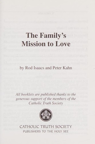 Cover for The Family's Mission to Love