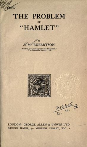 Cover for The problem of "Hamlet".