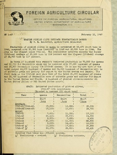 Cover for Foreign agriculture circular