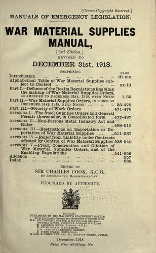 Cover for Manuals of emergency legislation.
