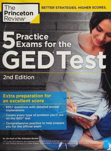 Cover for 5 practice exams for the GED test