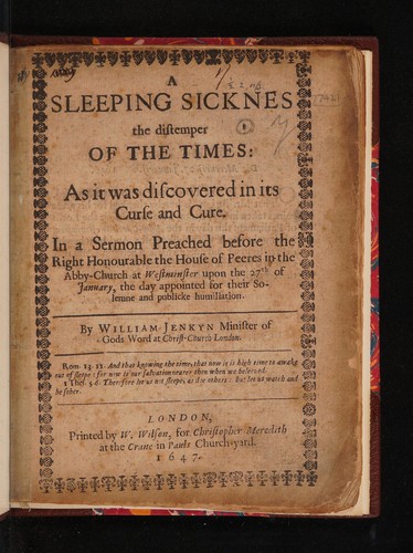 Cover for A sleeping sicknes the distemper of the times