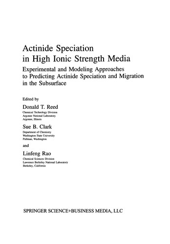 Cover for Actinide Speciation in High Ionic Strength Media