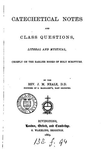Cover for Catechetical notes and class questions, chiefly on the earlier books of holy Scripture