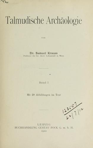 Cover for Talmudische Archäologie