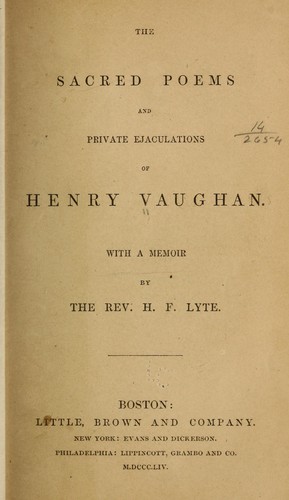 Cover for The sacred poems and private ejaculations of Henry Vaughan.