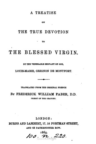 Cover for A Treatise On The True Devotion To The Blessed Virgin