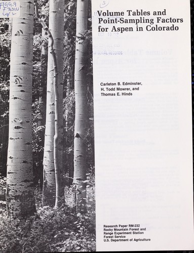 Cover for Volume tables and point-sampling factors for aspen in Colorado