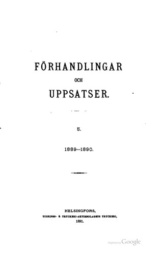 Cover for Förhandlingar och uppsatser