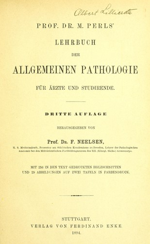 Cover for Prof. Dr. M. Perls' Lehrbuch der allgemeinen Pathologie