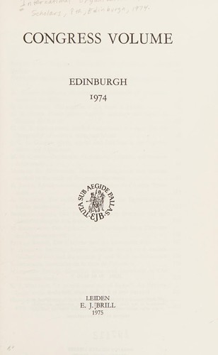 Cover for Congress Volume
