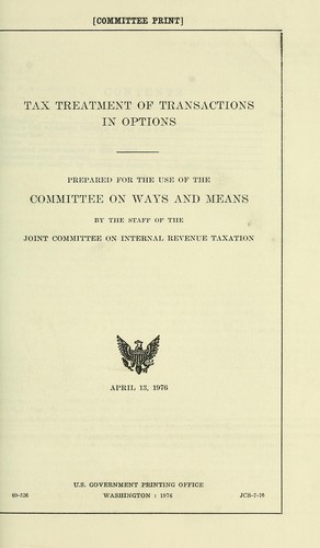 Cover for Tax treatment of transactions in options